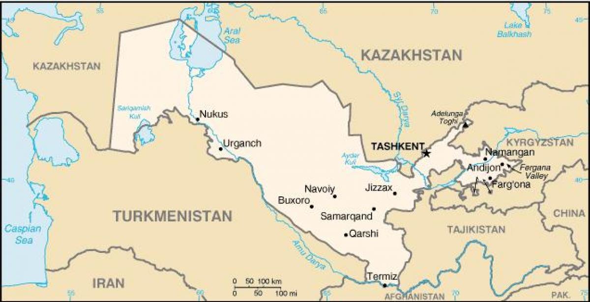 peta bandar-bandar Uzbekistan