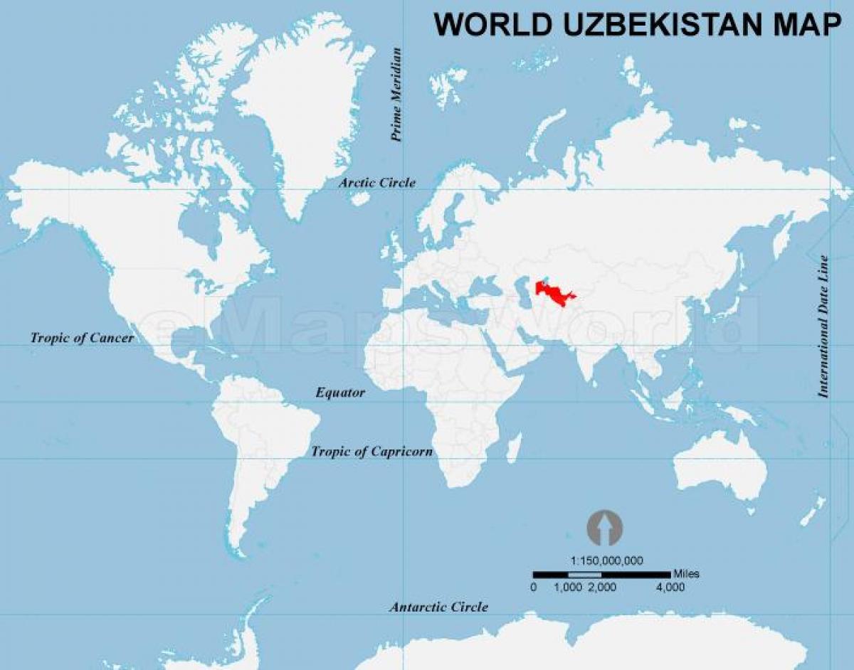 Uzbekistan lokasi di peta dunia